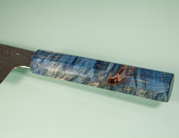 Katayama VG-10 Damascus polished Wa-Santoku 165mm blau stabilisiert