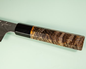 Katayama VG-10 Damascus polished Wa-Santoku 165mm gelb stabilisiert Bffelhorn