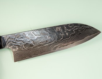 Katayama VG-10 Damascus polished Wa-Santoku 165mm gelb stabilisiert Bffelhorn