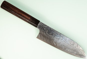 Katayama VG-10 Damascus polished Wa-Santoku 165mm Rosenholz Bffelhorn