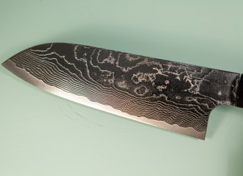 Katayama VG-10 Damascus polished Wa-Santoku 165mm Rosenholz Bffelhorn