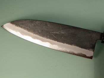 Hinokuni Shirogami 1 Wa-Santoku 180mm Kurouchi