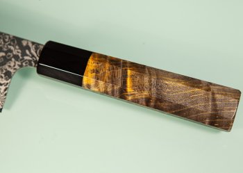 Hatsukokoro Ginga ATS-34 Nickel Damascus Wa-Nakiri 165mm gelb stabilisiert Bffelhorn