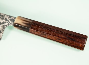 Hatsukokoro Ginga ATS-34 Nickel Damascus Wa-Santoku 185mm Rosenholz/Bffelhorn