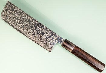Hatsukokoro Ginga ATS-34 Nickel Damascus Wa-Nakiri 165mm Rosenholz/Bffelhorn