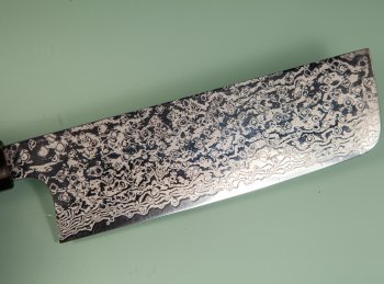 Hatsukokoro Ginga ATS-34 Nickel Damascus Wa-Nakiri 165mm Rosenholz/Bffelhorn