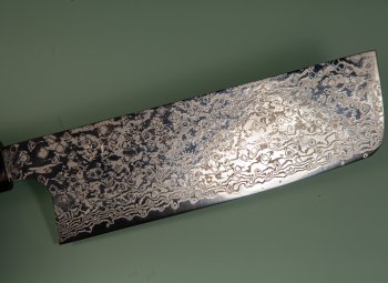 Hatsukokoro Ginga ATS-34 Nickel Damascus Wa-Nakiri 165mm Rosenholz/Bffelhorn