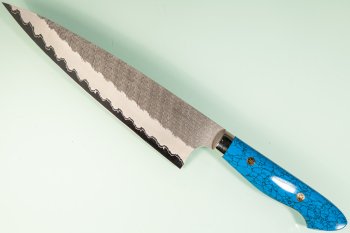 Nigara AS Satin Tsuchime Gyuto 210mm Trkisblau