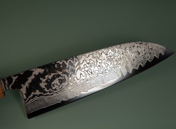 Tsunehisa SLD Damascus polished Wa-Santoku 170mm RWO