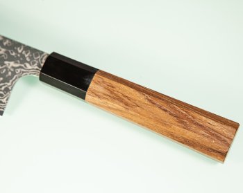Hatsukokoro Ginga ATS-34 Nickel Damascus Wa-Bunka 185mm Teak