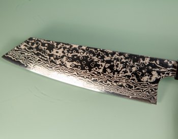 Hatsukokoro Ginga ATS-34 Nickel Damascus Wa-Bunka 185mm Wenge