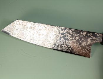 Hatsukokoro Ginga ATS-34 Nickel Damascus Wa-Bunka 185mm Wenge