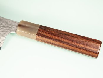 Nigara VG-XEOS Tsuchime Damascus Wa-Santoku 170mm Rosenholz/helles Bffelhorn