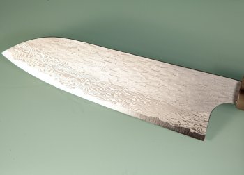 Nigara VG-XEOS Tsuchime Damascus Wa-Santoku 170mm Rosenholz/helles Bffelhorn
