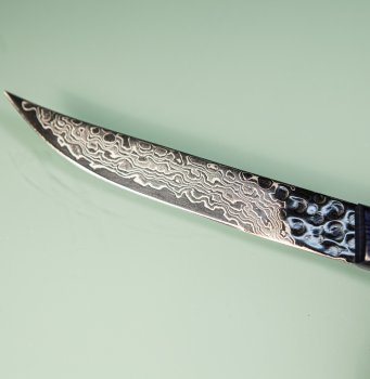 Tsunehisa AUS10 Damascus Steak Knife 110mm blue