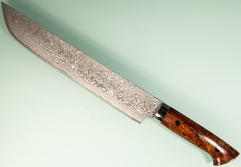 Takeshi Saji R2 black Damascus Sakimaru 250mm Ironwood