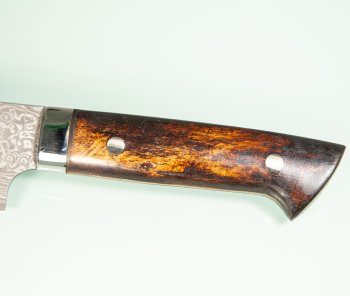 Takeshi Saji R2 black Damascus Sakimaru 250mm Horn
