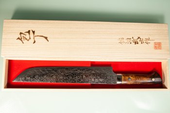 Takeshi Saji R2 Diamond Damascus Sakimaru 250mm Horn
