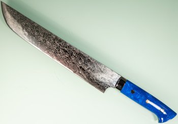 Takeshi Saji R2 Diamond Damascus Sakimaru 250mm Blue Acryl