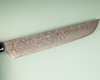 Takeshi Saji R2 black Damascus Sakimaru 250mm Blue Acryl