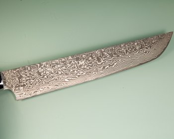 Takeshi Saji R2 black Damascus Sakimaru 250mm Blue Acryl