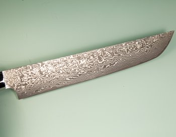 Takeshi Saji R2 black Damascus Sakimaru 250mm Blue Acryl