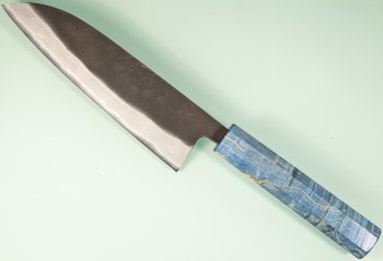 Shiro Kamo black AS Wa-Santoku 170mm blau stabilisiert
