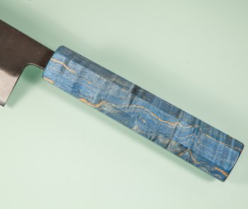 Shiro Kamo black AS Wa-Santoku 170mm blau stabilisiert