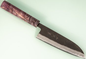Shiro Kamo black AS Wa-Santoku 170mm rot stabilisiert