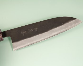Shiro Kamo black AS Wa-Santoku 170mm rot stabilisiert