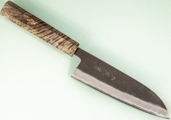 Shiro Kamo black AS Wa-Santoku 170mm gelb stabilisiert