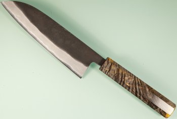 Shiro Kamo black AS Wa-Santoku 170mm gelb stabilisiert