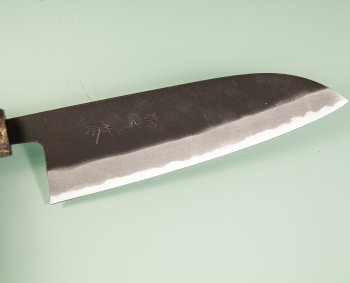 Shiro Kamo black AS Wa-Santoku 170mm gelb stabilisiert