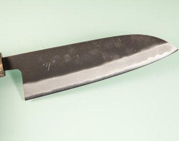 Shiro Kamo black AS Wa-Santoku 170mm gelb stabilisiert