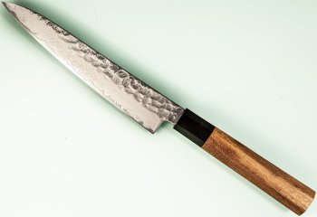 Hatsukokoro VG10 Damascus Tsuchime Wa-Petty 150mm Teak