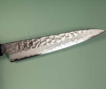Hatsukokoro VG10 Damascus Tsuchime Wa-Petty 150mm Teak