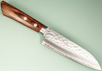 Masutani VG-10 Damast Tsuchime Ko-Santoku 130mm brown