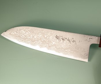 Shiro Kamo AS Damascus Wa-Santoku 170mm Walnuss/Ahorn/Ebenholz