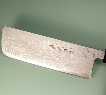 Shiro Kamo AS Damascus Wa-Nakiri 160mm Walnuss/Ahorn/Ebenholz