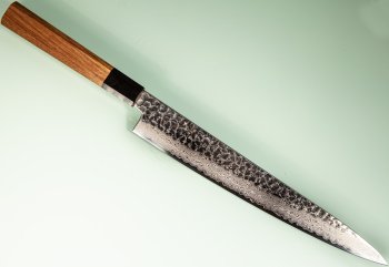 Hatsukokoro VG10 Damascus Tsuchime Wa-Sujihiki 270mm Teak