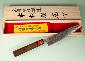 Tanaka Shigeki R2 Damascus Wa-Petty 150mm Ebony