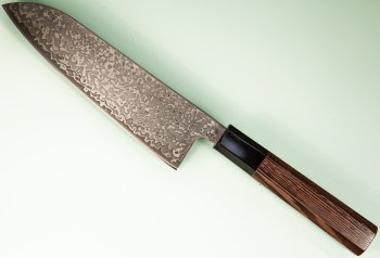 Hatsukokoro Hikari SLD Damascus Kurozome Wa-Santoku 170mm Wenge