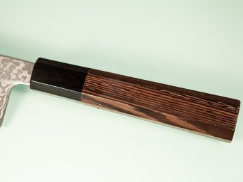 Hatsukokoro Hikari SLD Damascus Kurozome Wa-Santoku 170mm Wenge