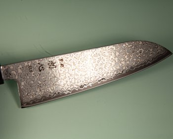 Hatsukokoro Hikari SLD Damascus Kurozome Wa-Santoku 170mm Wenge