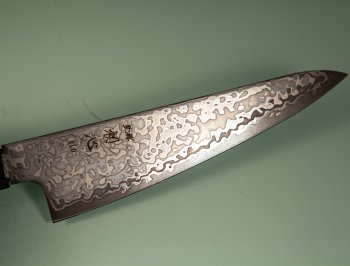 Hatsukokoro Hikari SLD Damascus Kurozome Ko Wa-Santoku 150mm Teak