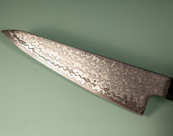 Hatsukokoro Hikari SLD Damascus Kurozome Ko Wa-Santoku 150mm Teak