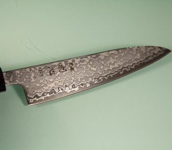Hatsukokoro Hikari SLD Damascus Kurozome Wa-Petty 130mm Teak