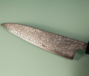 Hatsukokoro Hikari SLD Damascus Kurozome Wa-Petty 130mm Teak