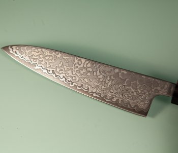 Hatsukokoro Hikari SLD Damascus Kurozome Wa-Petty 130mm Wenge