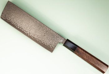 Hatsukokoro Hikari SLD Damascus Kurozome Wa-Nakiri 160mm Wenge